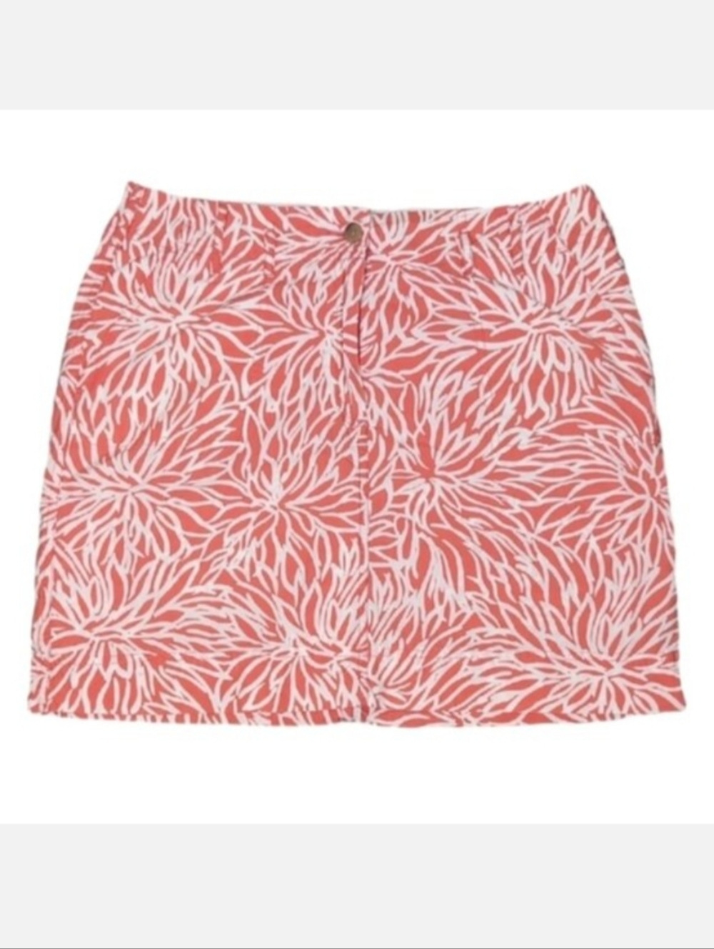 Lands End Floral Skorts Womens Size 10 Orange White Cotton Skirt Shorts Resort